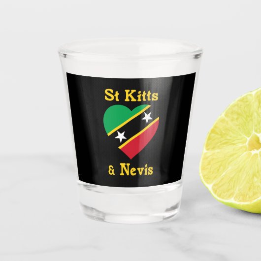 Sint Kitts en Nevis Vlag Independence Caribbean Shot Glas (Voorkant)