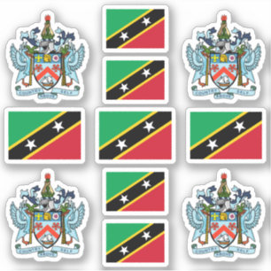 Sint Kitts-symbolen / wapenschild en vlaggen Sticker
