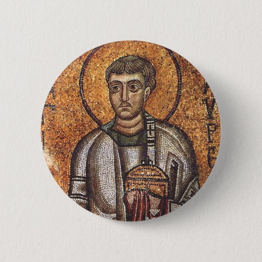 Sint Laurens Orthodoxe Mozaïek Kunstprint Ronde Button 5,7 Cm (Voorkant)