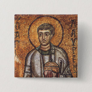 Sint Laurens Orthodoxe Mozaïek Kunstprint Vierkante Button 5,1 Cm