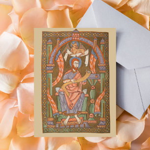 Sint Lucas de Evangelist Middeleeuwse Christelijke Briefkaart