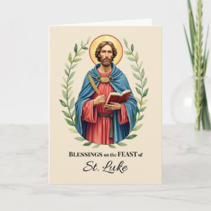 Sint Lucas Feestdag Zegeningen Bladerkrans Kaart