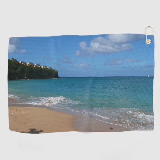 Sint Lucia Beach Tropisch Vacation Landscape Golfhanddoek (Horizontaal)
