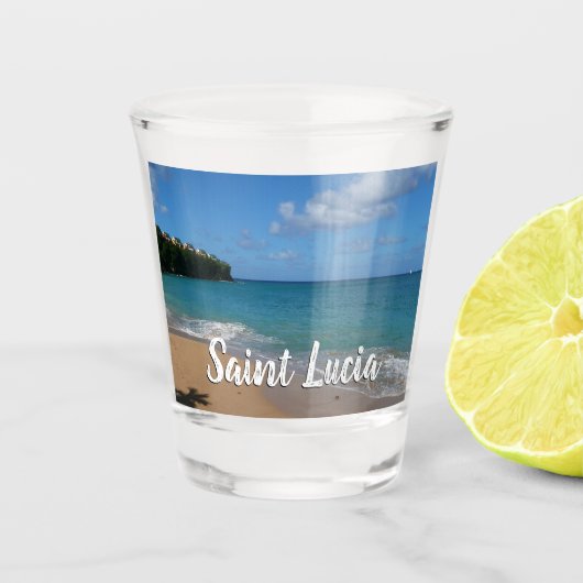 Sint Lucia Beach Tropisch Vacation Landscape Shot Glas (Voorkant)