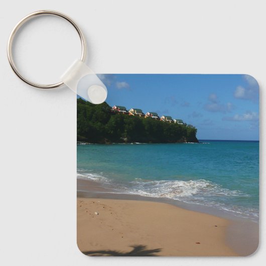 Sint Lucia Beach Tropisch Vacation Landscape Sleutelhanger (Voorkant)