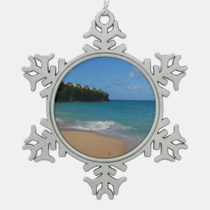 Sint Lucia Beach Tropisch Vacation Landscape Tin Sneeuwvlok Ornament