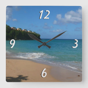 Sint Lucia Beach Tropisch Vacation Landscape Vierkante Klok