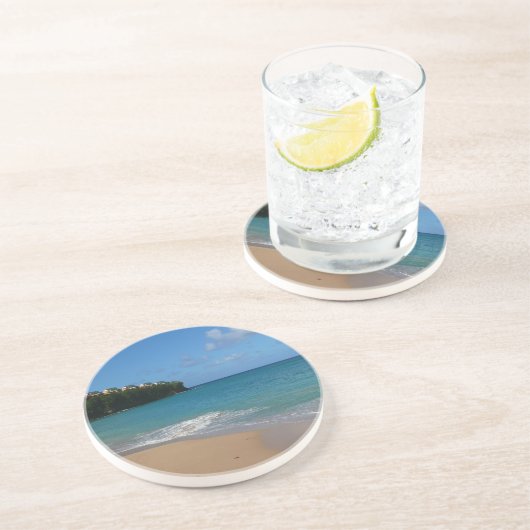 Sint Lucia Beach Tropisch Vacation Landscape Zandsteen Onderzetter (Zijkant)