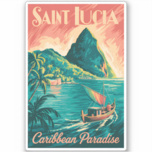Sint Lucia boot illustratie reis kunst vintage Sticker