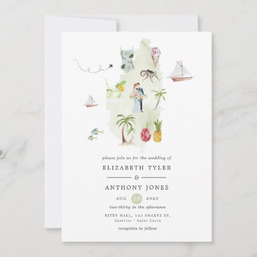 Sint Lucia Destination Wedding Kaart (Voorkant)