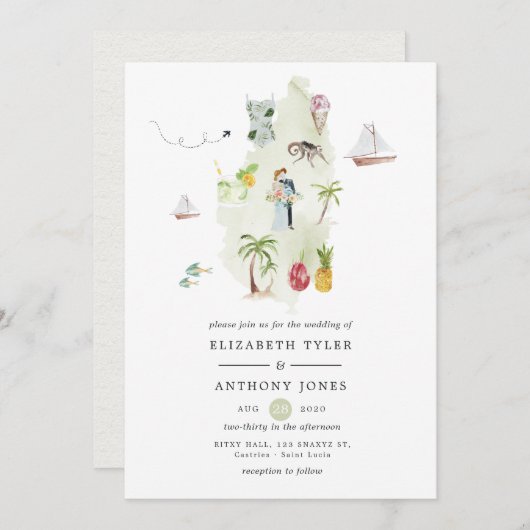 Sint Lucia Destination Wedding Kaart (Voorkant / Achterkant)