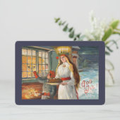 Sint Lucia en kind brengen saffraanbrood (Staand voorkant)