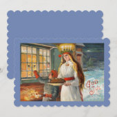 Sint Lucia en kind die saffraanbroden bezorgt Kaart (Voorkant / Achterkant)