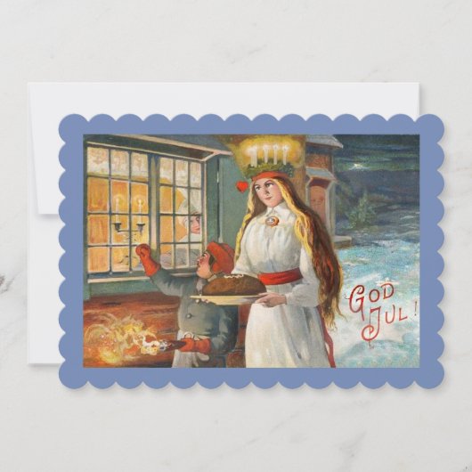 Sint Lucia en kind die saffraanbroden bezorgt Kaart (Voorkant)