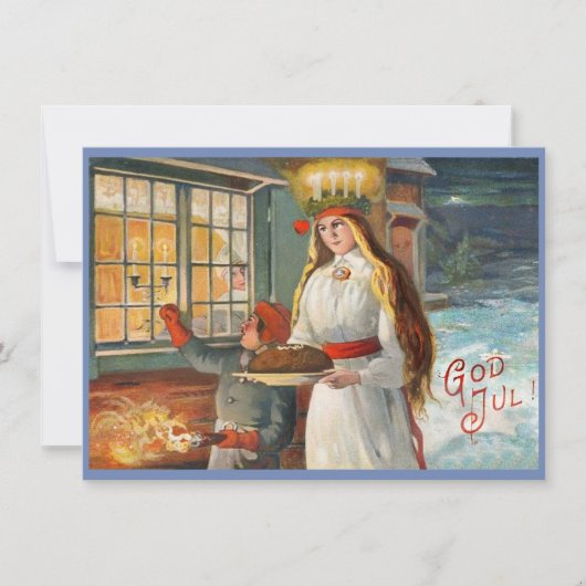 Sint-Lucia en kind die Saffron-brood bezorgen Bedankkaart (Voorkant)