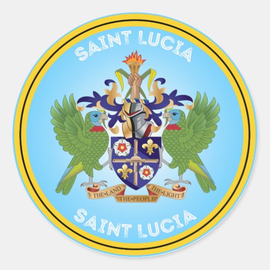 Sint Lucia Erfgoed Embleem Ronde Sticker (Voorkant)