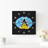Sint Lucia Flag lip Square Wall klok (Huis)