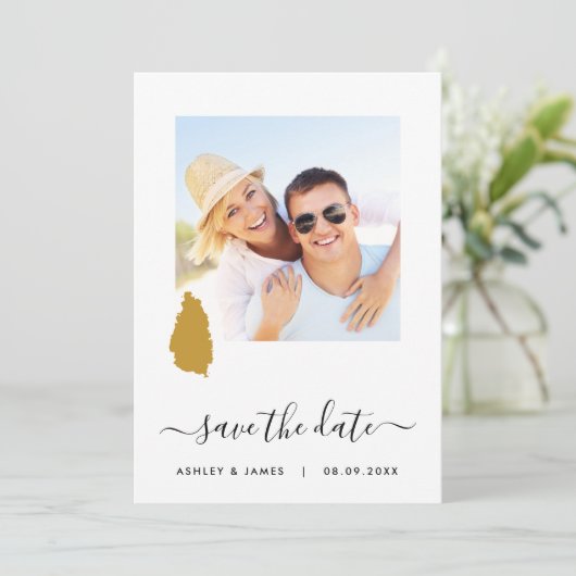 Sint Lucia Map Wedding Save the Date Kaart (Staand voorkant)