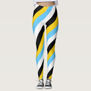 Sint Lucia National Flag Colors Diagonal Striped Leggings