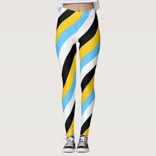 Sint Lucia National Flag Colors Diagonal Striped Leggings (Voorkant)