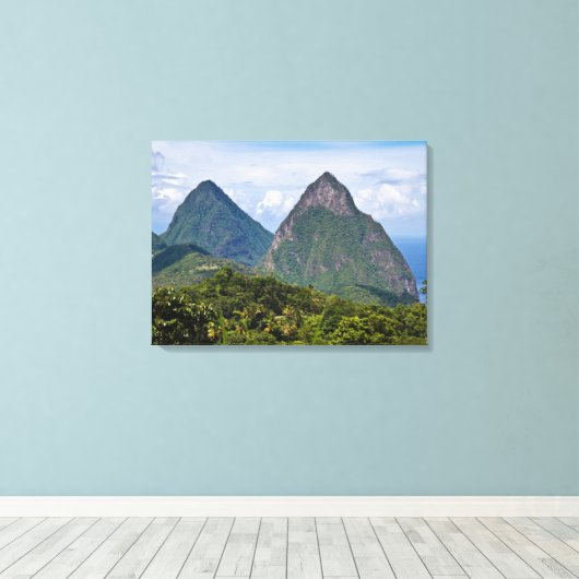 Sint Lucia Pitons Canvas Afdruk (Insitu (Houten vloer))