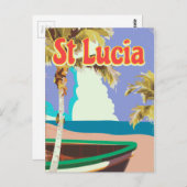 Sint-Lucia  strandreisposter Briefkaart (Voorkant / Achterkant)