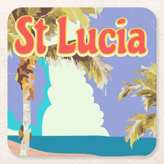 Sint-Lucia  strandreisposter Kartonnen Onderzetters (Voorkant)