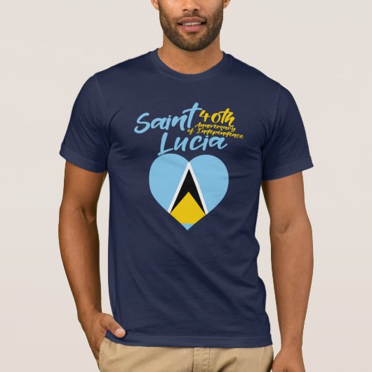 Sint Lucia Vlag 40e Onafhankelijkheidsdag T-shirt (Voorkant)