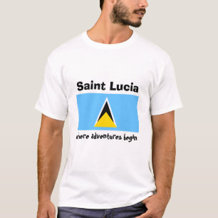 Sint Lucia Vlag + Kaart + Tekst T-shirt
