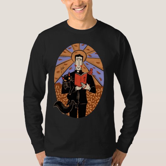 Sint Luke Mannen Lange hoes Black T-shirt (Voorkant)