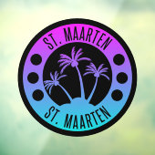 Sint Maarten Blue en Paarse gradiënt Sint Martin Raamsticker (Vel 3)