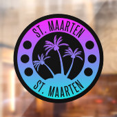 Sint Maarten Blue en Paarse gradiënt Sint Martin Raamsticker (Vel 2)