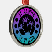 Sint Maarten Blue Gradient Sint Martin Metalen Ornament (Rechts)