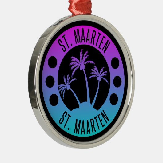Sint Maarten Blue Gradient Sint Martin Metalen Ornament (Rechts)