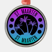 Sint Maarten Blue Gradient Sint Martin Metalen Ornament (Voorkant)