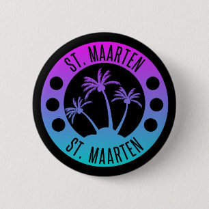 Sint Maarten Blue Gradient Sint Martin Ronde Button 5,7 Cm