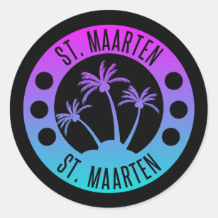 Sint Maarten Blue Gradient Sint Martin Ronde Sticker
