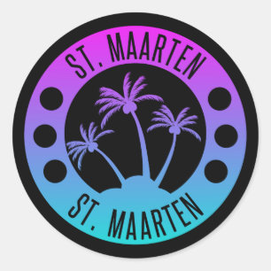 Sint Maarten Blue Gradient Sint Martin Ronde Sticker