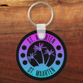 Sint Maarten Blue Gradient Sint Martin Sleutelhanger (Voorkant)