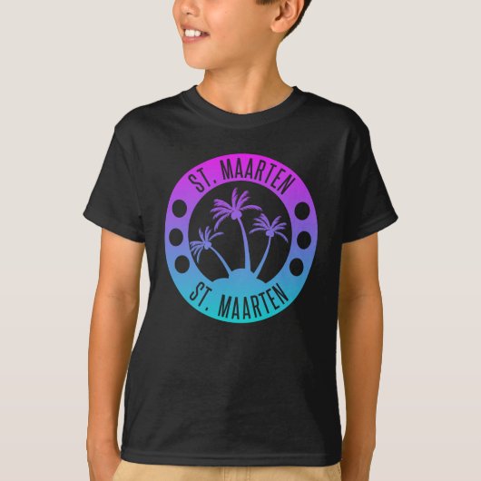 Sint Maarten Blue Gradient Sint Martin T-shirt (Voorkant)