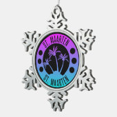 Sint Maarten Blue Gradient Sint Martin Tin Sneeuwvlok Ornament (Rechts)