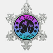Sint Maarten Blue Gradient Sint Martin Tin Sneeuwvlok Ornament (Voorkant)