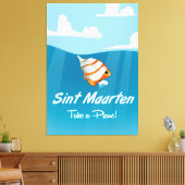 Sint Maarten cartoon van de reisposter. Canvas Afdruk (Insitu (Woonkamer))