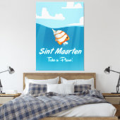 Sint Maarten cartoon van de reisposter. Canvas Afdruk (Insitu (Slaapkamer))