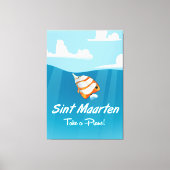 Sint Maarten cartoon van de reisposter. Canvas Afdruk (Voorkant)