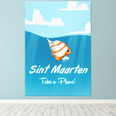 Sint Maarten cartoon van de reisposter. Canvas Afdruk (Insitu (Houten vloer))