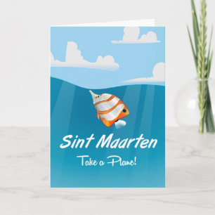 Sint Maarten cartoon van de reisposter. Feestdagen Kaart