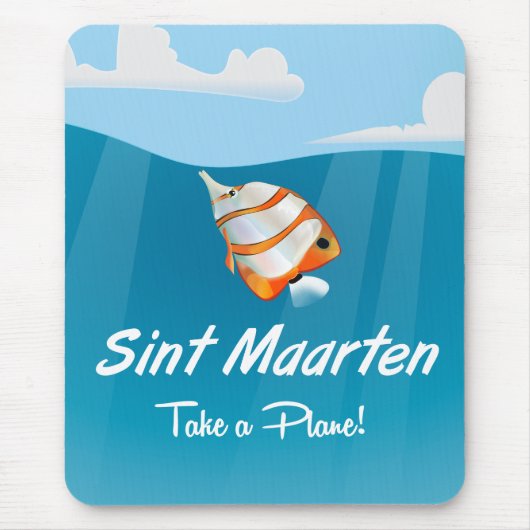 Sint Maarten cartoon van de reisposter. Muismat (Voorkant)