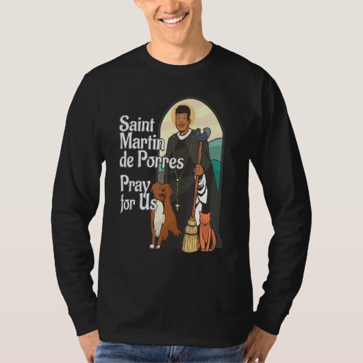 Sint-Maarten de Porres Afro-Amerikaanse zwarte hei T-shirt (Voorkant)