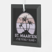 Sint Maarten De vriendelijke eilandretro Sint Mart Glas Ornament (Voorkant links)